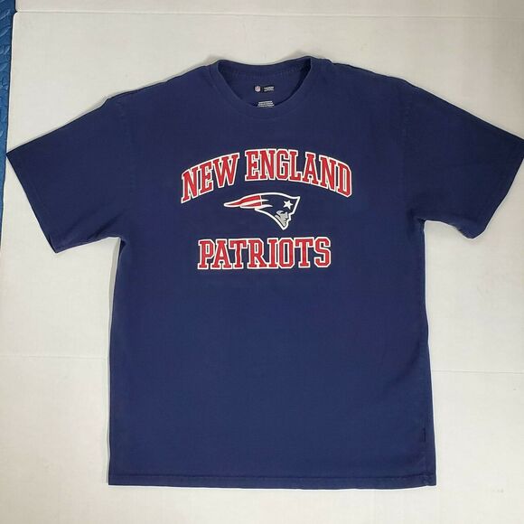 New England Patriots NFL Team Apparel Men T Shirt Blue Red Crew SS Football XL - Picture 1 of 7